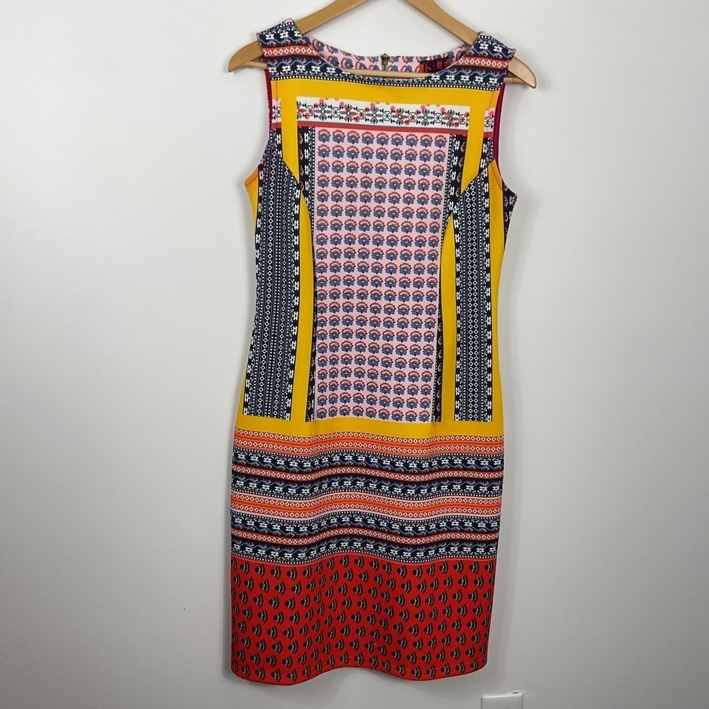 ISLE by Melis Kazan Women's Sleeveless Sheath Dress Geometric Print Size S